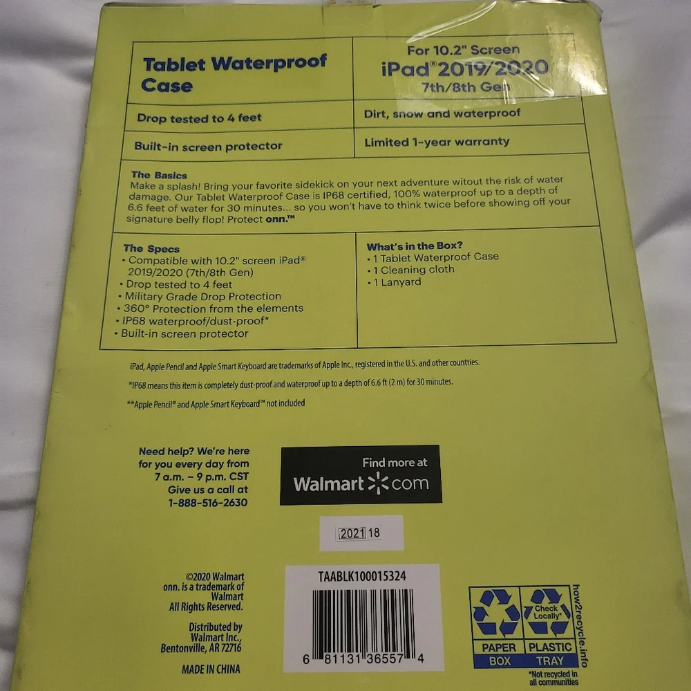 Onn waterproof tablet case for 10.2 inch screens